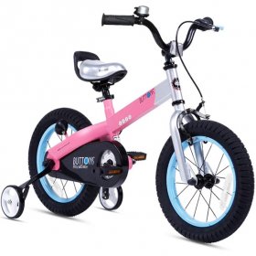 RoyalBaby Buttons Matte Pink 12 inch Kid's Bicycle With Training Wheels
