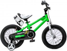 RoyalBaby Kids Bike Boys Girls Freestyle Bicycle 14 inch with Training Wheels Child's Bike Green