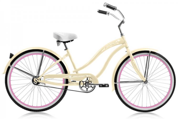 Micargi ROVER GX 26\" Beach Cruiser Coaster Brake Single Speed Stainless Steel Spokes One Piece Crank Alloy Pink Rims 36H With Fenders