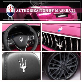 Tobbi 12V Kids Ride on Car Maserati Licensed Electric Battery Powered Motorized Ride on Toys W/ Remote Control, MP3, Led Lights, Pink