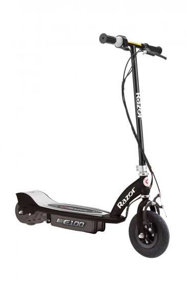 Razor E100 Motorized 24-Volt Electric Scooter, Black + Razor V17 Youth Helmet