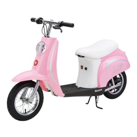 Razor Pocket Mod Miniature Euro 24V Electric Kids Ride On Scooter & Helmet, Pink