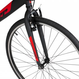 Hyper Bicycles 700c Men's SpinFit Hybrid Bike, Black and Red