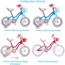 RoyalBaby Girls Kids Bike Stargirl 12 14 16 18 Inch Bicycle 3-9 Years Old Basket Training Wheels Kickstand Pink Blue Child's Cycle