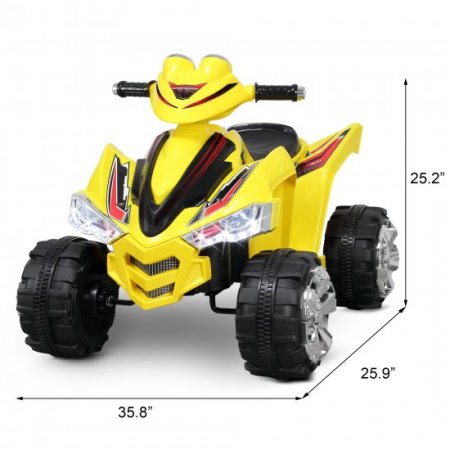 Kidzone Kids Ride on ATV Car 12V Battery Powered Electric 4-Wheeler 2 Speed Kid Quad Bike LED Headlights, ASTM F963