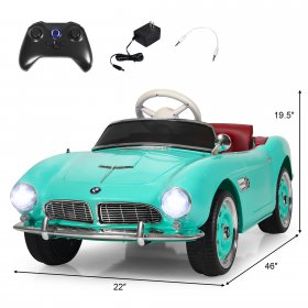 Costway 12V BMW 507 Licensed Electric Kids Ride On Retro Car RC w/Music & Lights Green