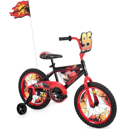 Huffy Cars Lightning McQueen Boys\' Bike with Training Wheels, 16-inch