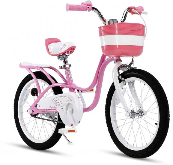 Royalbaby Little Swan Pink 18 In. Girl\'s Bicycle with Basket and Kickstand