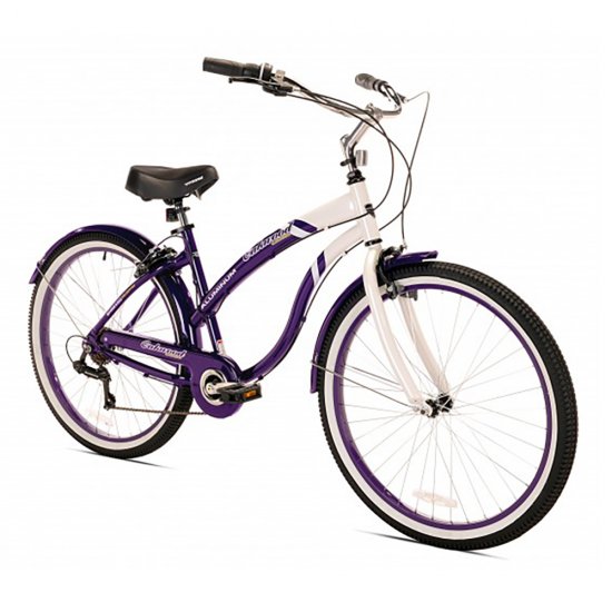 Oakwood Womens 26-Inch White Wall Tire Beach Cruiser Bike w/ 7-Speed Gear Shift