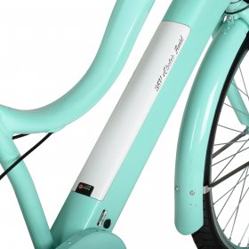 Hyper Bicycles Pedal Assist Woman's Electric Cruiser Bike, 26" Wheels, Turquoise