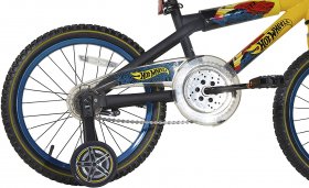 Dynacraft Hot Wheels Boys BMX Street/Dirt Bike with Hand Brake, 18" - Rev' Grip Yellow
