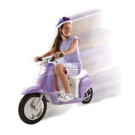 Razor Pocket Mod Miniature Euro 24V Electric Kids Ride On Retro Scooter, Purple