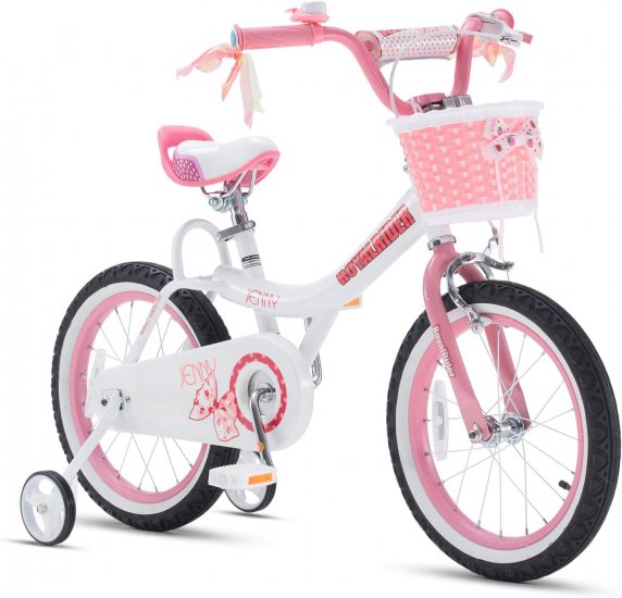 Royalbaby Jenny Pink 14 In. Kid\'s Bicycle With Training Wheels and Basket