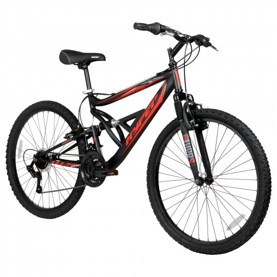 Hyper 26\" Shocker Men\'s Dual Suspension Mountain Bike, Black