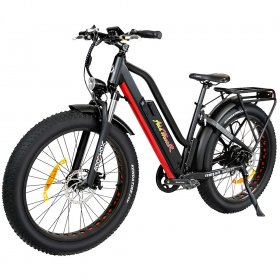 Addmotor 750W 48V 12.8Ah 23MPH 26" Step-Thru Electric Mountain Bicycles, Adults Commuting Bikes, Black
