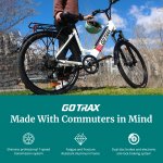 GOTRAX Endura 26 In. Electric Bike with 270Wh Removable Battery, 250W Powerful Motor up 15.5mph, Shimano Professional 7 Speed Gear and Dual Disc Brakes Alloy Frame Electric Bicycle