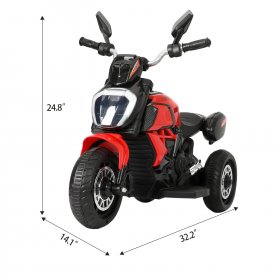 TOBBI 6V Kids Electric Motorcycle Pedal Ride On Bicycle Toy w/Music, LED Lights, USB, TF 3 Wheel Motorbike Vehicles Red