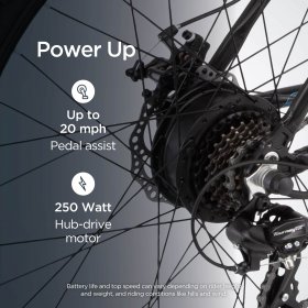 Schwinn Mountain Bike, 29-inch wheels, 7 speeds, 250-watt pedal assist motor, black