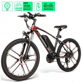 SAMEBIKE MY-SM26 26" Electric Mountain Bike 350W 48V 8AH, Electric Commuting Bike, Electric Bike for Adults with Shimano 21 Speed & LED Display (Three Working Modes)