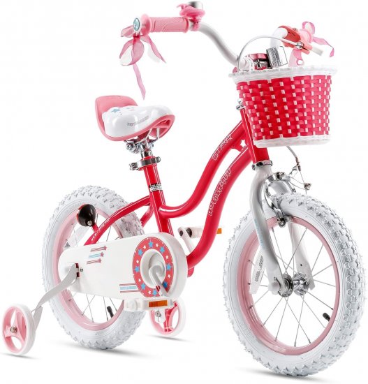 Royalbaby Girls Kids Bike Star girl 12 In. Bicycle Basket Training Wheels Pink Child\'s Cycle