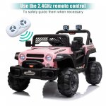 Zimtown 12V Ride on Off-Road Electric Battery Powered Kids Toddler Motorized Truck Toy Car w/ 2.4G Remote Control,3 Speeds, Seat Belts, LED Lights and Realistic Horns (Pink)