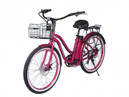 X-Treme Malibu 24 Volt ELITE Beach Cruiser Lithium Battery Electric Bicycle Long Range Electric Bike, Pink