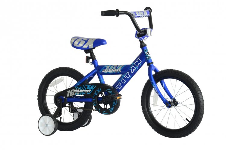 Titan Champion Boys BMX Bike with Training Wheels, 16 In. Blue