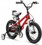 RoyalBaby Kids Bike Boys Girls Freestyle Bicycle 16 inch with Training Wheels and Kickstand Child's Bike, Red