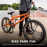 Mongoose Legion Mag Freestyle Sidewalk BMX Bike for Kids, Children and Beginner-Level to Advanced Riders, 20 In. Wheels, Hi-Ten Steel Frame, Micro Drive 25 x 9T BMX Gearing, Silver