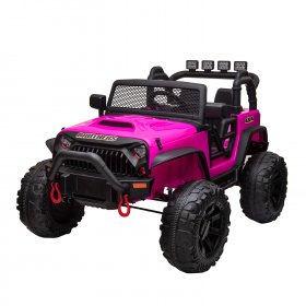 Tobbi 12V Kids Ride On Car 2 Seat Motorized Truck Electric Battery Powered Vehicles with Remote Control, Wheels Suspension, 3 Speeds, LED Lights, Rose Red