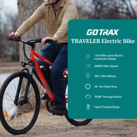 GOTRAX TRAVELER 29inch Electric Bike with 48V 10Ah Removable Battery, 500W Powerful Motor up 20mph, Shimano Professional 7 Speed Gear and Dual Disc Brakes Alloy Frame Electric Bicycle -ORANGE