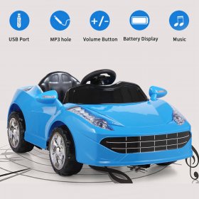 Tobbi 6V Kids Ride On Car 2.4G Remote Control USB MP3 LED Light Birthday Gift Blue
