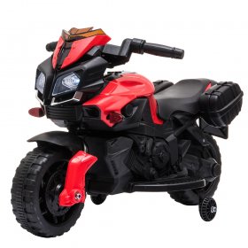 Kids Ride On Toys, YOFE Ride On Motorcycle for Boy Girl, 6V Battery Powered Electric Motorcycle w/ Music/LED Headlights/Horn, Kids Ride On Bike w/ Training Wheels, Kids Birthday Present, Red