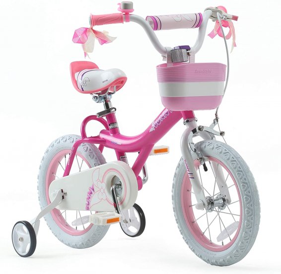 RoyalBaby Girls Kids Bike Jenny Bunny 12 14 16 18 20 Inch Bicycle 3-12 Years Old Basket Training Wheels Kickstand White Pink Child\'s Cycle