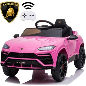 12V Kids Ride On Toys for Boys Girls, YOFE Licensed Lamborghini Kids Ride On Car, Battery Powered 4 Wheels Electric Ride on Vehicles for Kids, Kids Electric Car w/ 3 Speed, LED Light, MP3, Pink