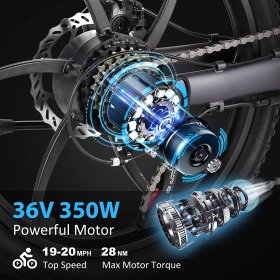 350W Folding Electric Bike for Adults 20" Electric Bicycles Electric Commuter Bike Dual Disc Brakes 7 Speeds Gear E-Bike with Detachable Lithium Battery 36V10.4A
