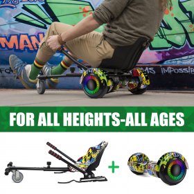 CBD Bluetooth Hoverboard with Seat Attchment Two-Wheel Self Balancing Scooter 6.5" with LED Lights Electric Scooter for Kids Adults Gift Graffiti
