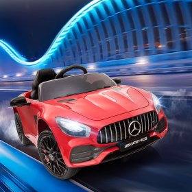 Tobbi 12V Kids Ride On Car Licensed Mercedes-Benz AMG GT Electric Motorized Vehicle with Remote Control, LED Lights, Music, Horn, AUX, Story, Spring Suspension, Gift