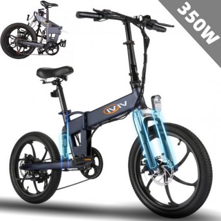 350W Folding Electric Bike for Adults 20" Electric Bicycles Electric Commuter Bike Dual Disc Brakes 7 Speeds Gear E-Bike with Detachable Lithium Battery 36V10.4A