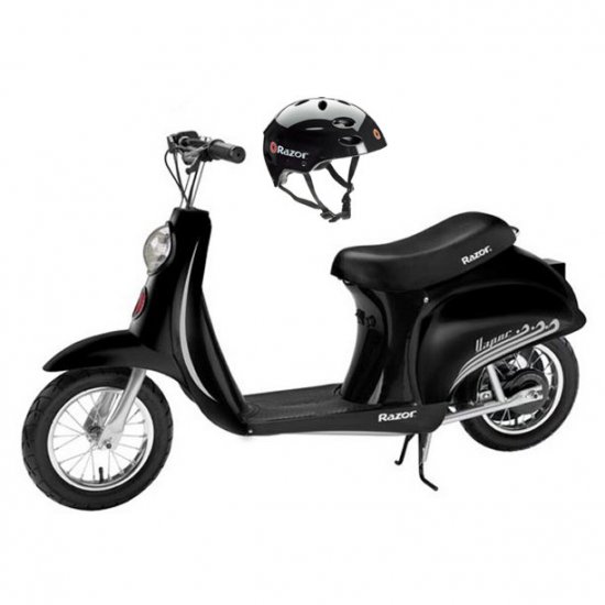 Razor Pocket Mod Vapor Electric Scooter (Black) & Youth Sport Helmet (Black)