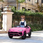 Electric Vehicle for Girls Boys, URHOMEPRO Power 4 Wheels Kids Ride on Toy Car, 12 Volt Ride on Cars with Remote Control, 3 Speed, Battery Powered, Lights, Music, Horn, Gift for Kids, Pink