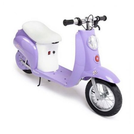 Razor Pocket Mod Miniature Euro 24V Electric Kids Ride On Retro Scooter, Purple