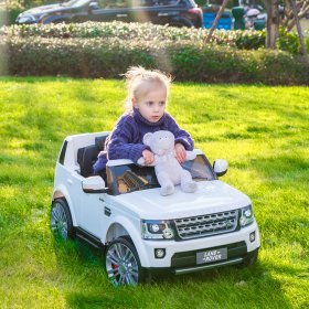 12V Kids Ride On Car Truck with Remote Control, Licensed Land Rover Electric Cars Motorized Vehicles for Girls Boys, Battery Powered Cars Vehicles Christmas Gifts with Front Storage Box, White