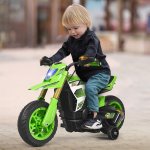 Costway 6V Electric Kids Ride-On Motorcycle Battery Powered Bike w/Training Wheels, Green