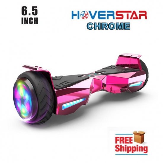 Bluetooth Hoverboard Two-Wheel Self Balancing Electric Scooter 6.5\" Flash LED Wheel (Chrome Pink)