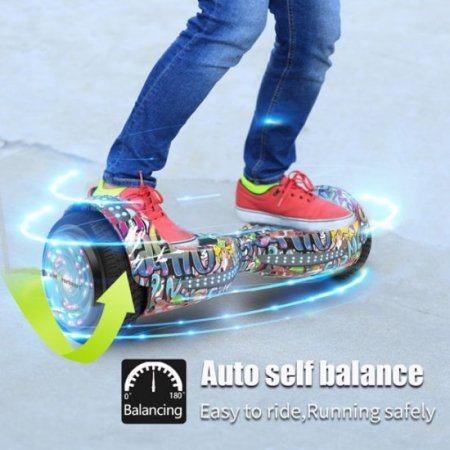 Hoverboard 6.5" Flash Wheel Bluetooth Speaker with LED Light Self Balancing Wheel Electric Scooter - Graffiti,Hoverboard 6.5"Bluetooth Speaker with LED Light Electric Scooter - Graffiti