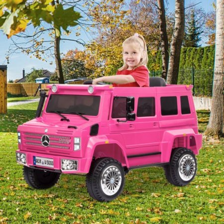 Tobbi Licensed Mercedes-Benz Unimog U500 12V Kids Electric Ride on Car Powered Ride on SUV Truck with Remote Control, Bluetooth, Horn, USB, Rosy Red