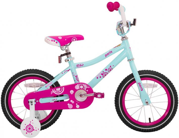 JOYSTAR Paris Girl\'s Bike for Ages 3-9 Years Old, Children Bike with Training Wheels for 14\" Kid\'s Bike, Ice Blue