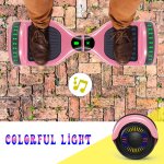 CBD Bluetooth Hoverboard with LED Lights Balancing Wheel Electric Self Balance Scooter Hoverboard for Kids UL2272 Certified Carbon Pink