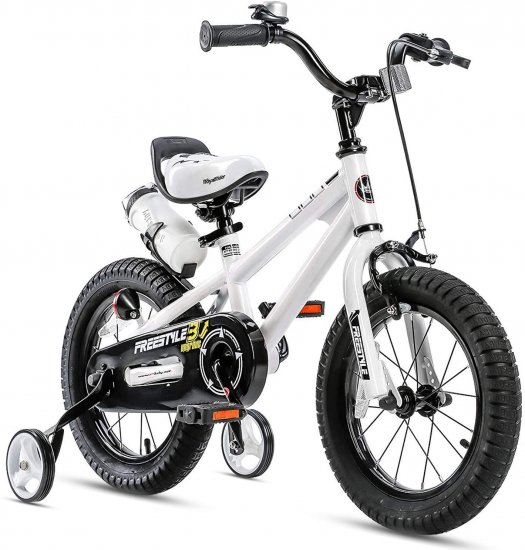 RoyalBaby Kids Bike Boys Girls Freestyle Bicycle 12 inch with Training Wheels, Child\'s Bike, White